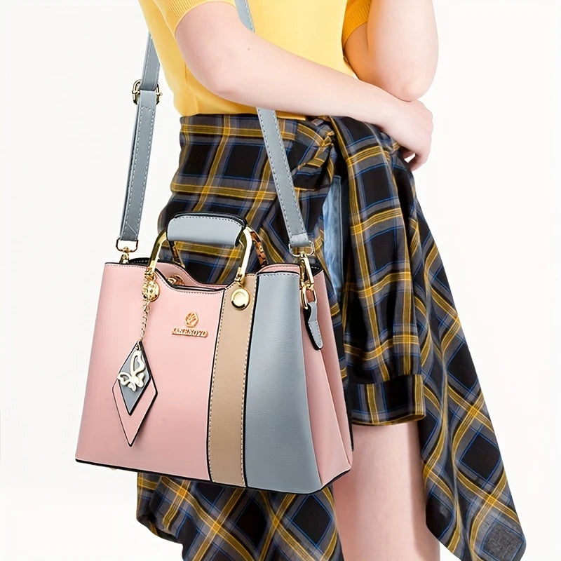 Bolsa de Mão Luxura Lysavie – Design Tricolor com Toque Europeu