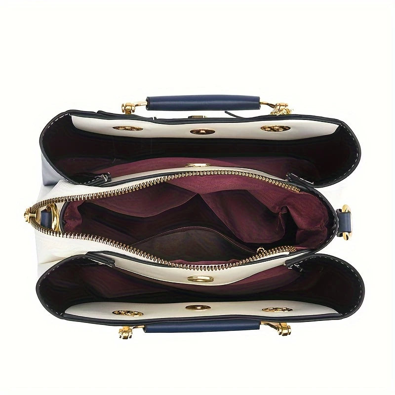 Bolsa de Mão Luxura Lysavie – Design Tricolor com Toque Europeu