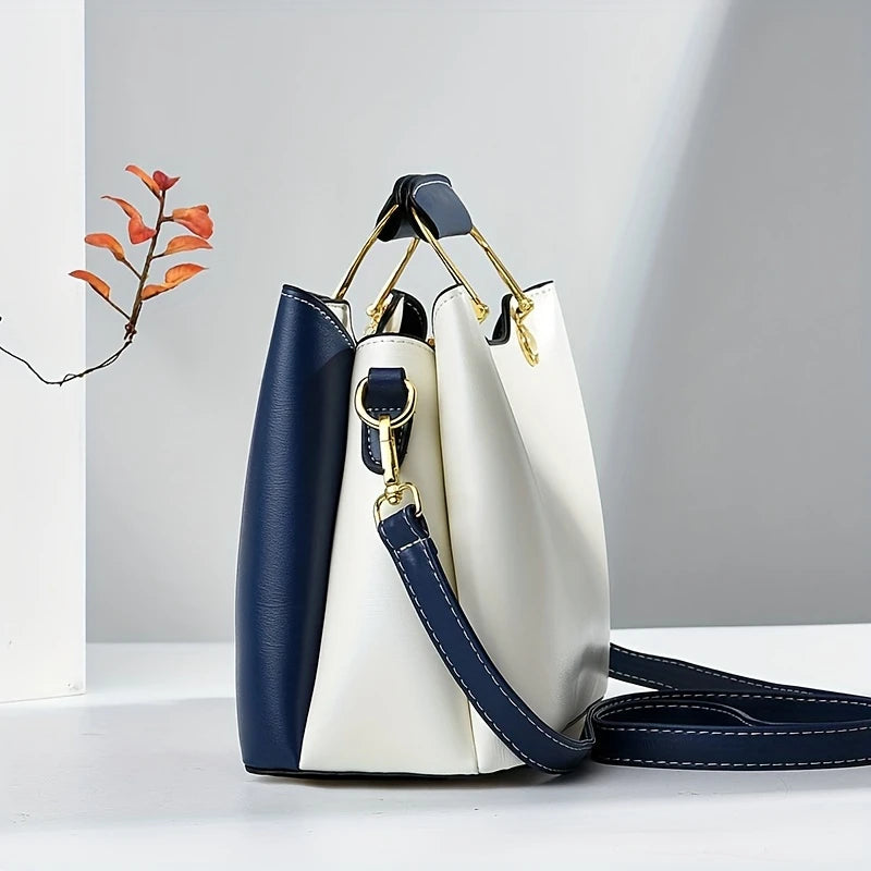 Bolsa de Mão Luxura Lysavie – Design Tricolor com Toque Europeu