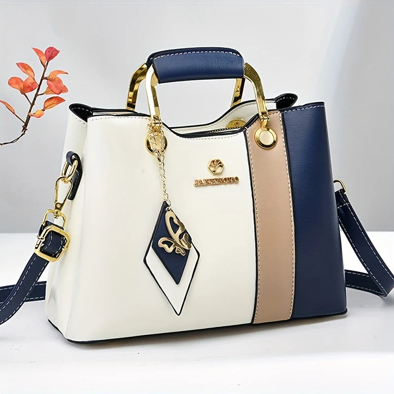 Bolsa de Mão Luxura Lysavie – Design Tricolor com Toque Europeu