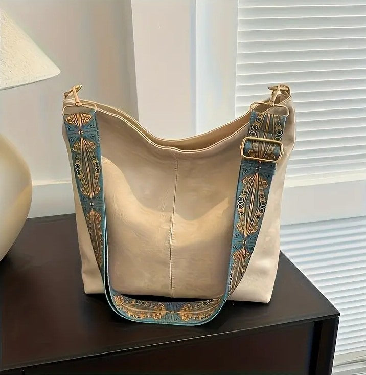 Bolsa Shoulder Bag Firenze em Couro Genuíno com Alça Estampada