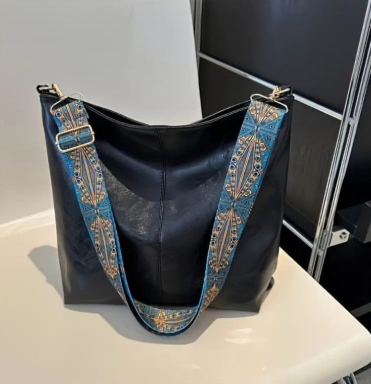 Bolsa Shoulder Bag Firenze em Couro Genuíno com Alça Estampada