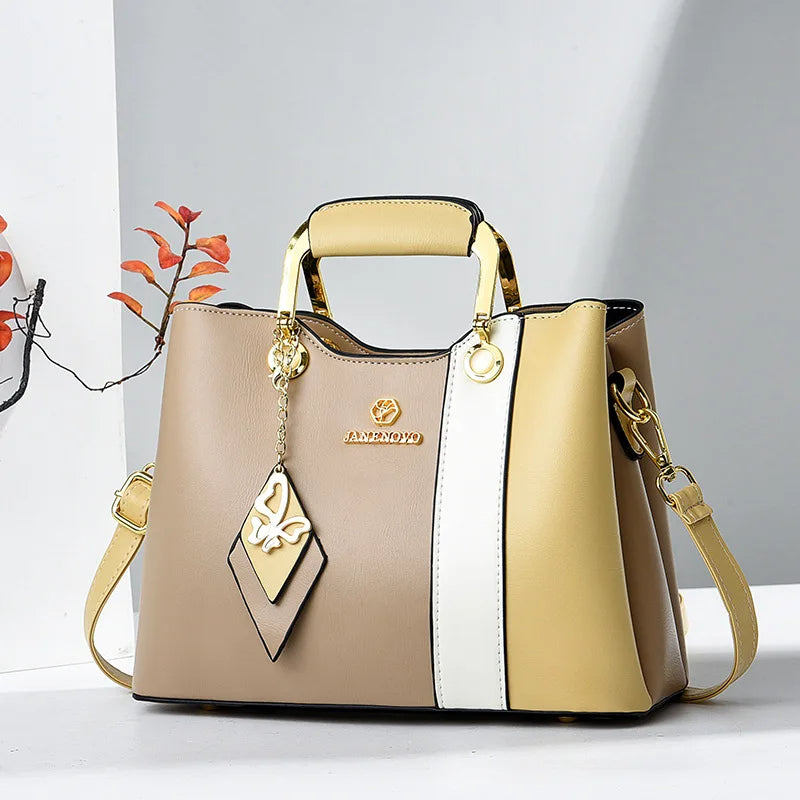 Bolsa de Mão Luxura Lysavie – Design Tricolor com Toque Europeu