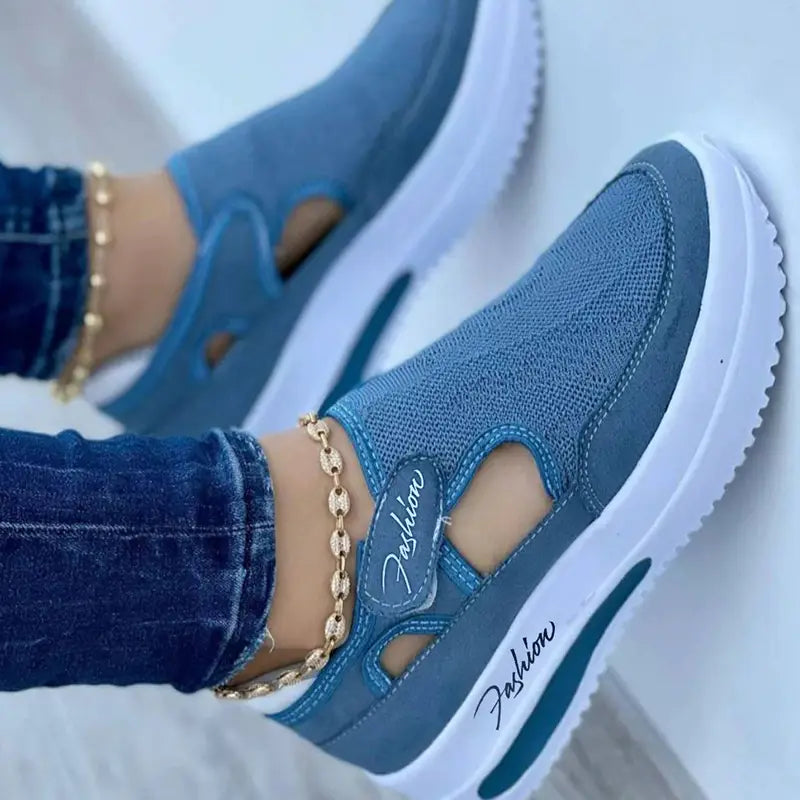 Tênis Ortopédico Feminino Fashion Confort azul com solado antiderrapante
